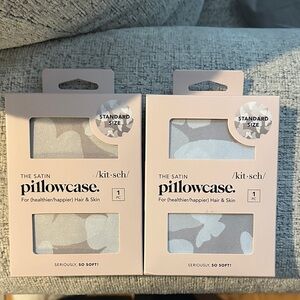 Kitsch Satin Pillowcase for - Light Gray Butterflies